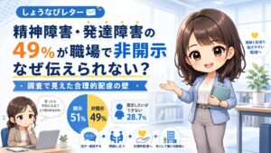 精神障害・発達障害を職場で開示できない理由とは？49％が非開示、調査で見えた合理的配慮の壁